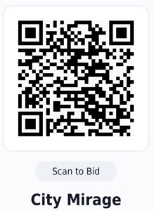 QR code to bid for City Mirage — scan to participate in bidding.