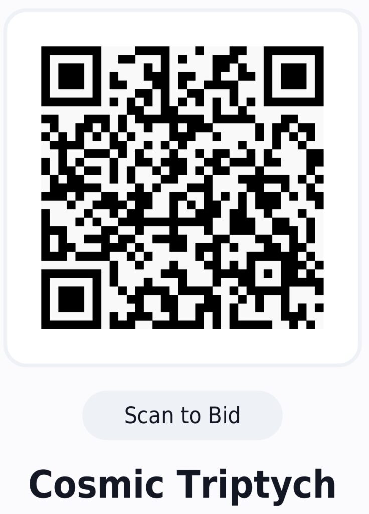 QR code to scan and bid for Cosmic Triptych.