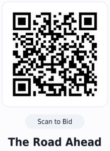 QR code for bidding, with a rounded 'Scan to Bid' button and the heading 'The Road Ahead'